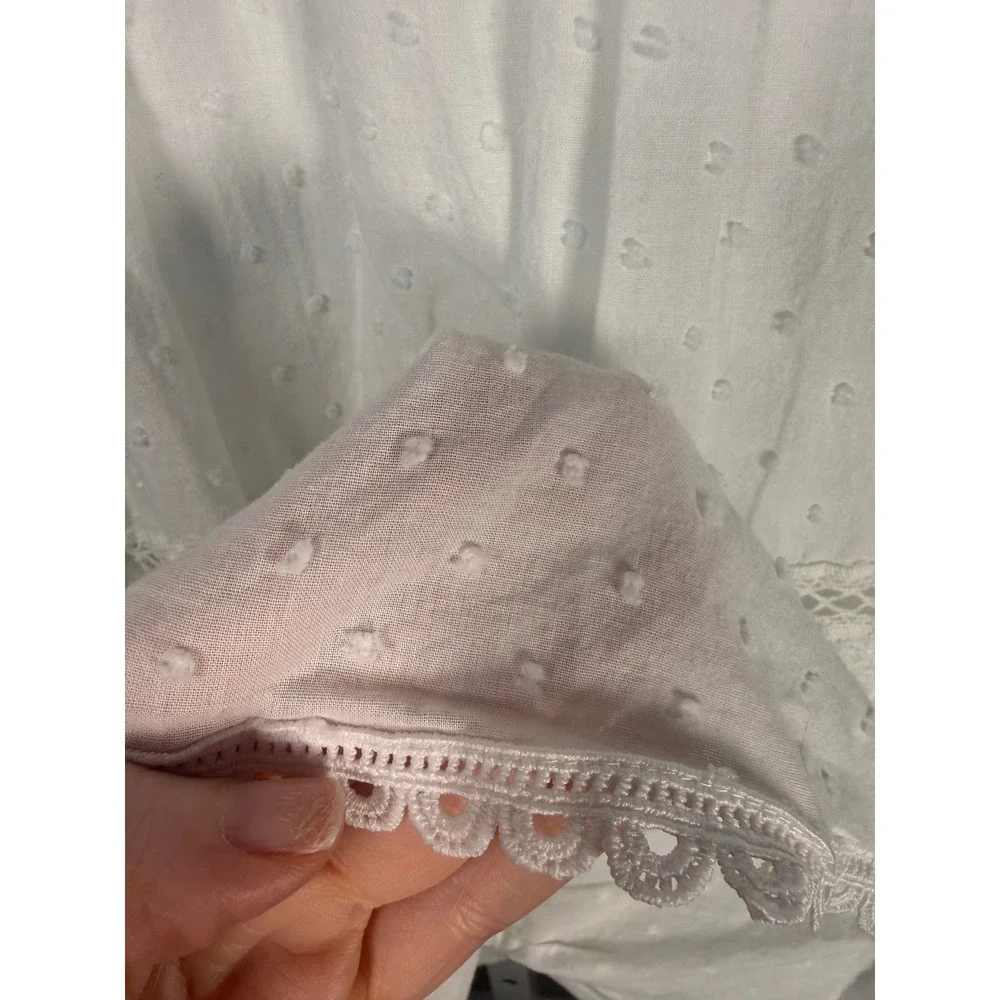 Abercrombie & Fitch White Embroidered Tiered Mini Dress Boho Cottagecore XL - Picture 7 of 11